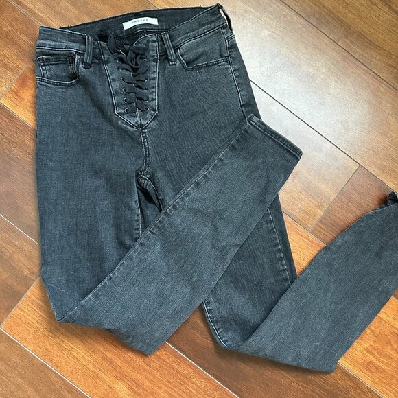 Pacsun super high rise tie front black jeggins size 23 - Picture 1 of 5